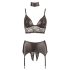 Cottelli Bondage - glansig spetsunderklädesset (4 delar) - M