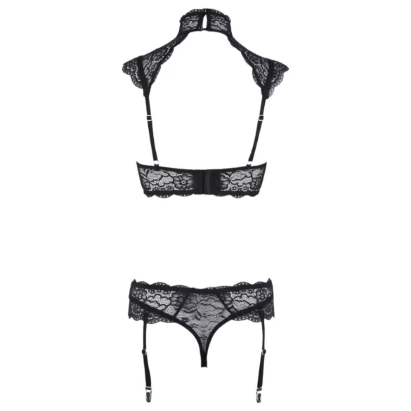 Cottelli - krage och spets-bh set (svart) - 85B/L