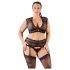 Cottelli Plus Size - strass och spetsunderkläder (svart)
