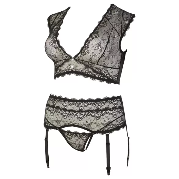 Cottelli Plus Size - underklädesset med spets och strass - svart