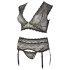 Cottelli Plus Size - strass och spetsunderkläder (svart)