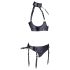 Cottelli Bondage - Glänsande set med bygel-BH och handbojor (svart)