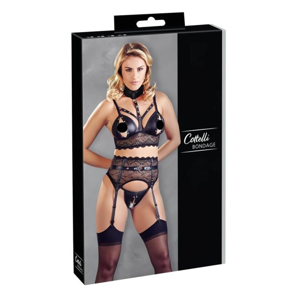 Cottelli Bondage - spetsset med handbojor (svart) - L