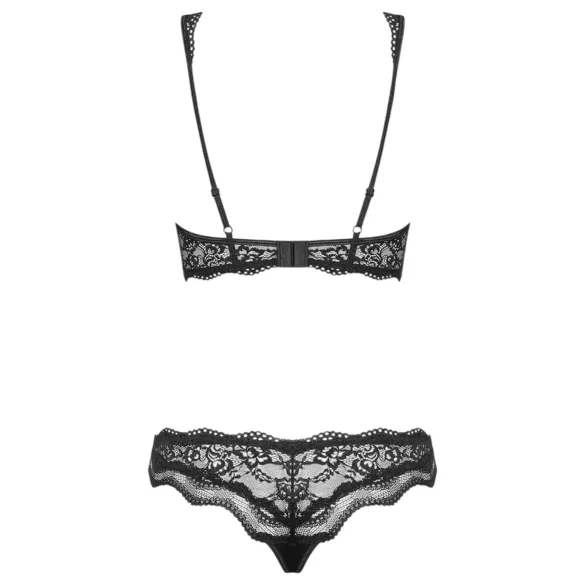 Obsessive Luvae - bh-set med blommönster och strassdetaljer - svart