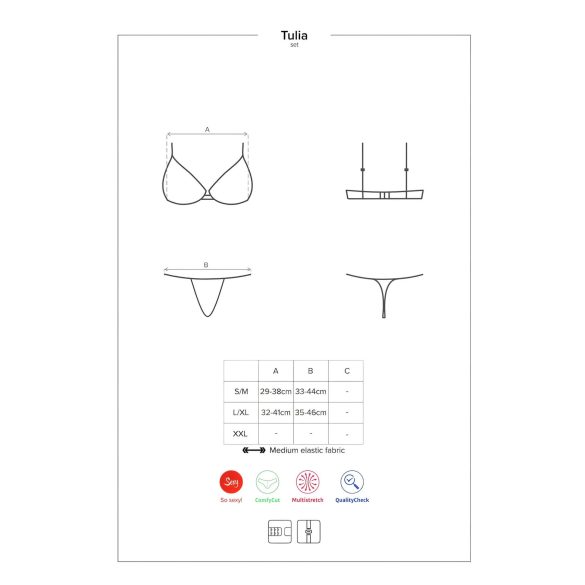 Obsessive Tulia - spetsunderklädesset (svart-rosa) - L/XL