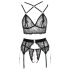 Abierta Fina - sensuell spetslingerie-set (svart)