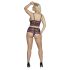 Cottelli Plus Size - blommigt bh-set (svart/lila) - 3XL/4XL