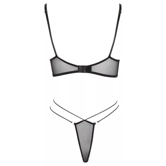 Cottelli - Transparent spets-bh set (svart)