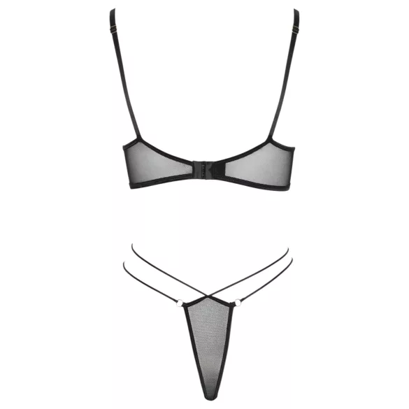 Cottelli - Transparent spets-bh set (svart)