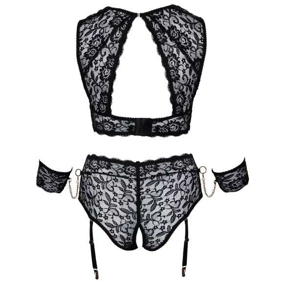 Cottelli Bondage Plus Size - spets bh-set (svart) - 3XL