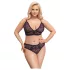 Cottelli Plus Size - transparent mönstrad BH-set (lila)