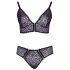 Cottelli Plus Size - transparent mönstrad BH-set (lila)