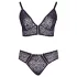 Cottelli Plus Size - transparent mönstrad BH-set (lila)
