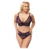 Cottelli Plus Size - transparent mönstrad BH-set (lila) - 2XL