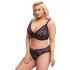 Cottelli Plus Size - transparent mönstrad BH-set (lila) - 2XL