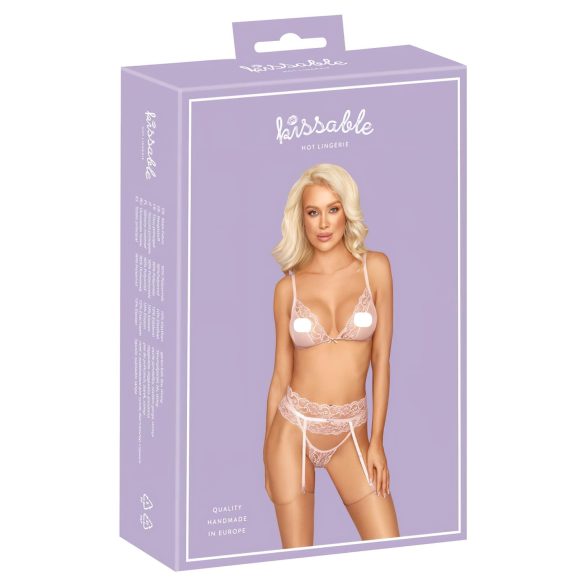 Kyssbart - spetsunderklädesset (rosa) - L/XL
