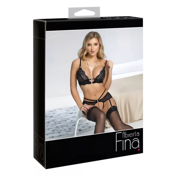 Abierta Fina - öppen spets-bh set (svart)