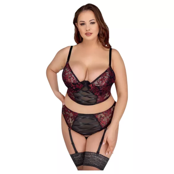 Cottelli Plus Size - justerbar bh-set (röd)