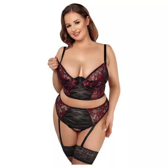 Cottelli Plus Size - justerbar bh-set (röd)