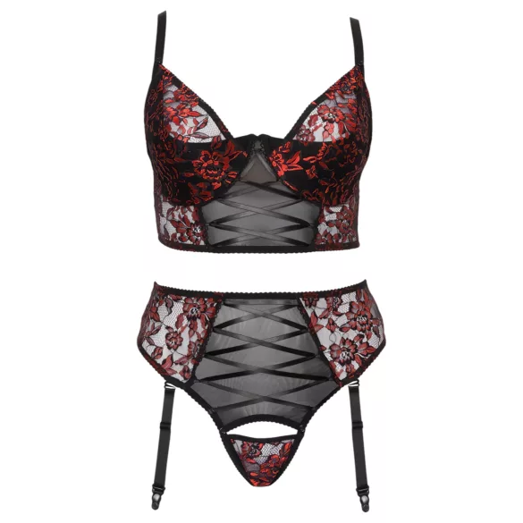 Cottelli Plus Size - justerbar bh-set (röd)