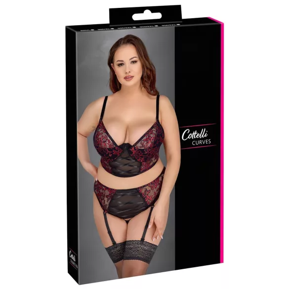 Cottelli Plus Size - justerbar bh-set (röd)