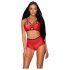 Obsessive Leatheria - läderlook-bh set (röd) - S/M