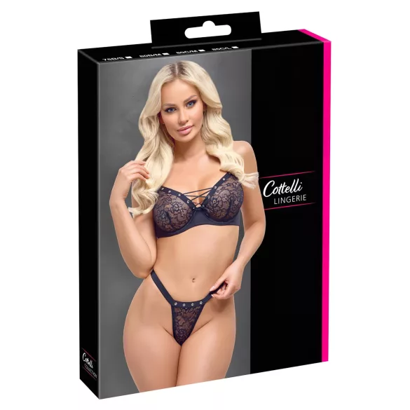 Cottelli Party - bh set med snörning - svart - 85C/L