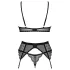Obsessive Chemeris - bh‑set med strumpebandshållare (svart) - M/L