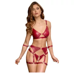   Cottelli Bondage - glänsande bh-set med armmanschetter (röd)