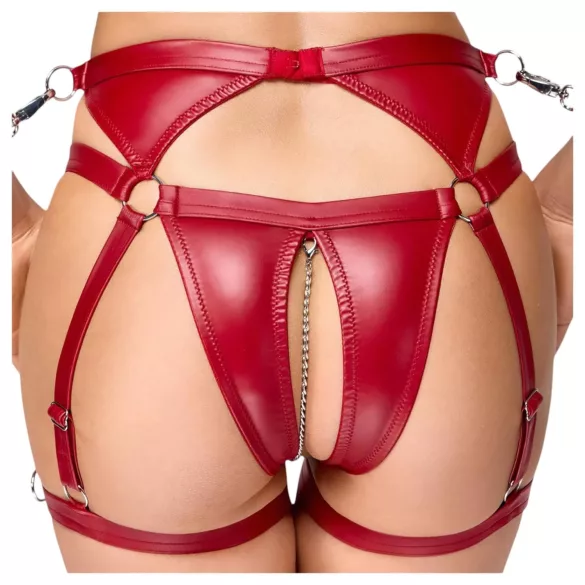 Cottelli Bondage - glänsande bh-set med armmanschetter (röd)