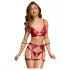 Cottelli Bondage - glänsande bh-set med armmanschetter (röd) - M