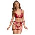Cottelli Bondage - glänsande bh-set med armmanschetter (röd) - L