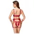 Cottelli Bondage - glänsande bh-set med armmanschetter (röd) - L