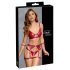 Cottelli Bondage - glänsande bh-set med armmanschetter (röd) - L