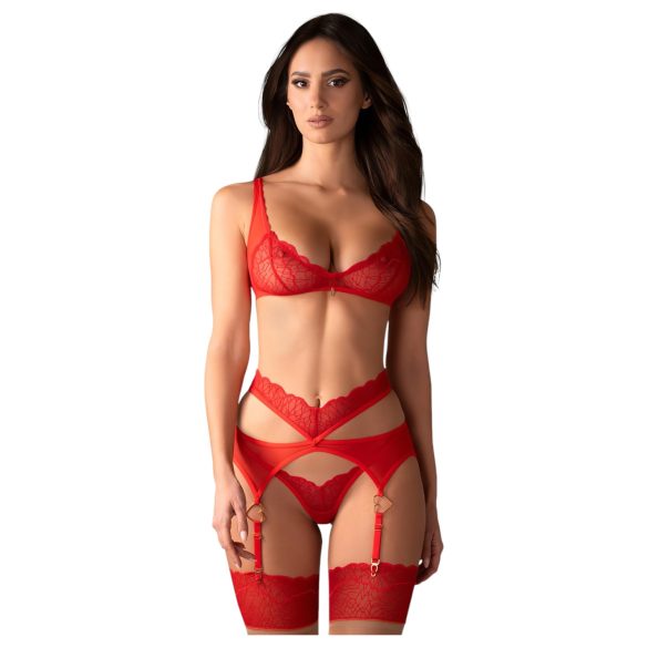 Obsessive Cupid Desir - spetsunderkläder set (röd)