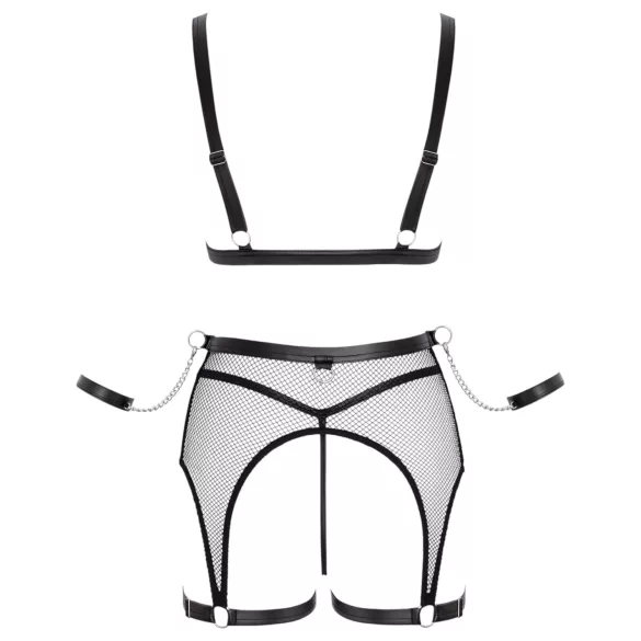Cottelli Bondage - nätunderklädesset med kedjor - svart - L