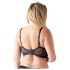 Cottelli Plus Size - axelband, ringförsedd bygel-BH (svart)