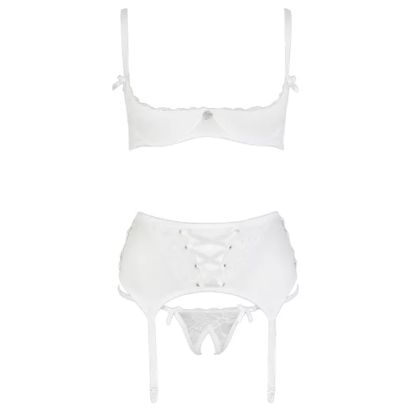 Cottelli - bygel-bh och trosa set - snörning spets - vit - 80B/M