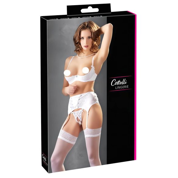 Cottelli - Snörad, spetsig bystlyft set (vit) - 85C/L