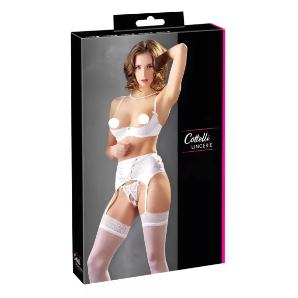 Cottelli - bygel-bh och trosa set - snörning spets - vit - 85C/L