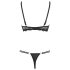Cottelli - Remställ & String med ringdetalj (svart) - 85B/L