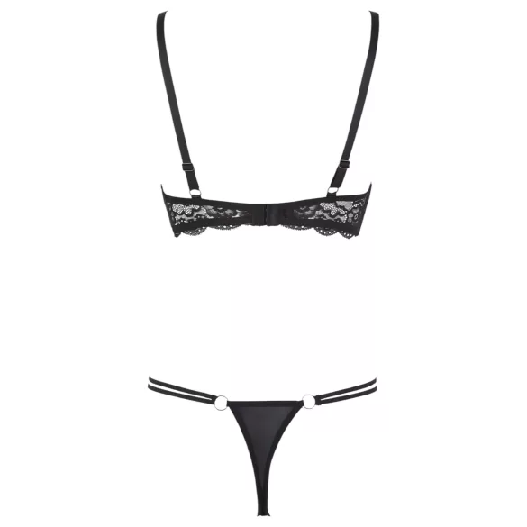Cottelli - bygel-bh med remmar och stringtrosa - svart - 85C/L