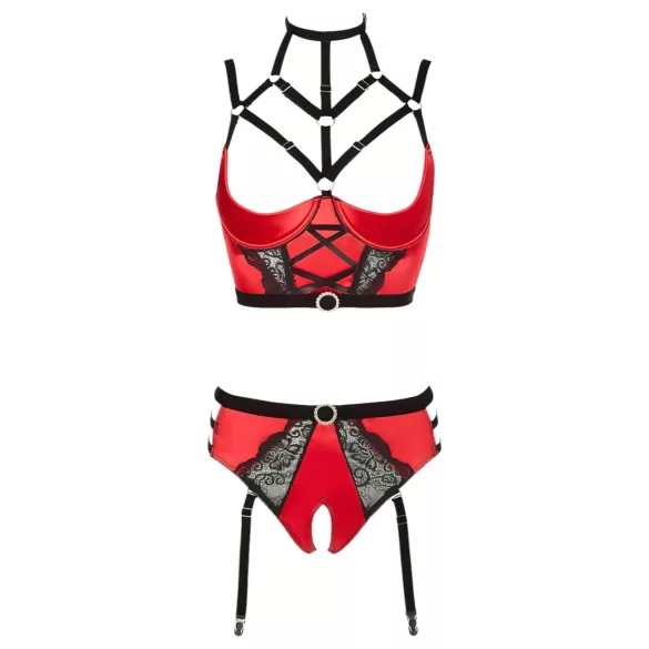 Abierta Fina - ringar bh-set (röd) - 80C/M