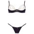 Cottelli - Satäng bh-set med strass och kedjor (svart) - 85B/L