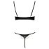 Cottelli - Satäng bh-set med strass och kedjor (svart) - 85B/L
