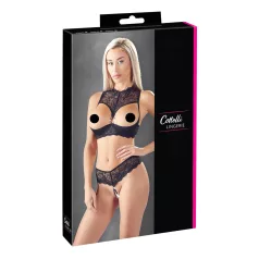 Cottelli - öppen bh-set - svart - 80B/M