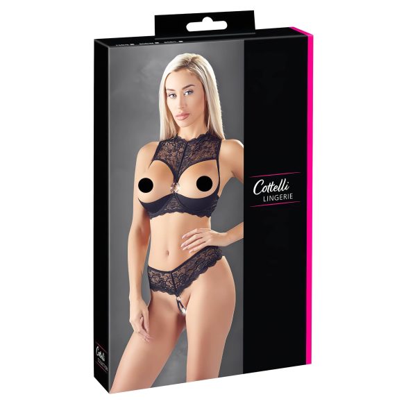 Cottelli - Öppen BH-set (svart) - 85B/L