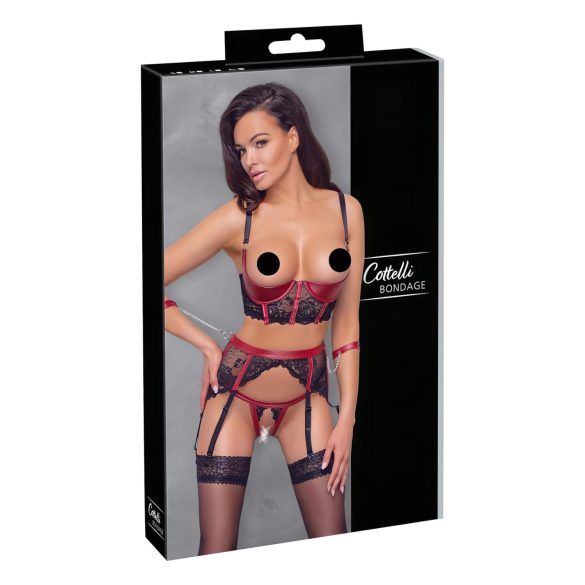 Cottelli Bondage - Röd spetsig bygel-BH-set - M