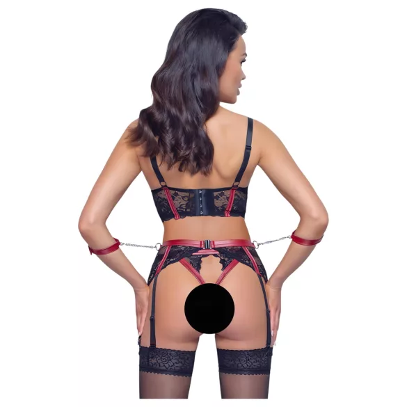 Cottelli Bondage - bh-set med spets och matt yta - röd - XL