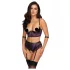 Cottelli Bondage - bh‑set med armbojor (svart‑lila) - M